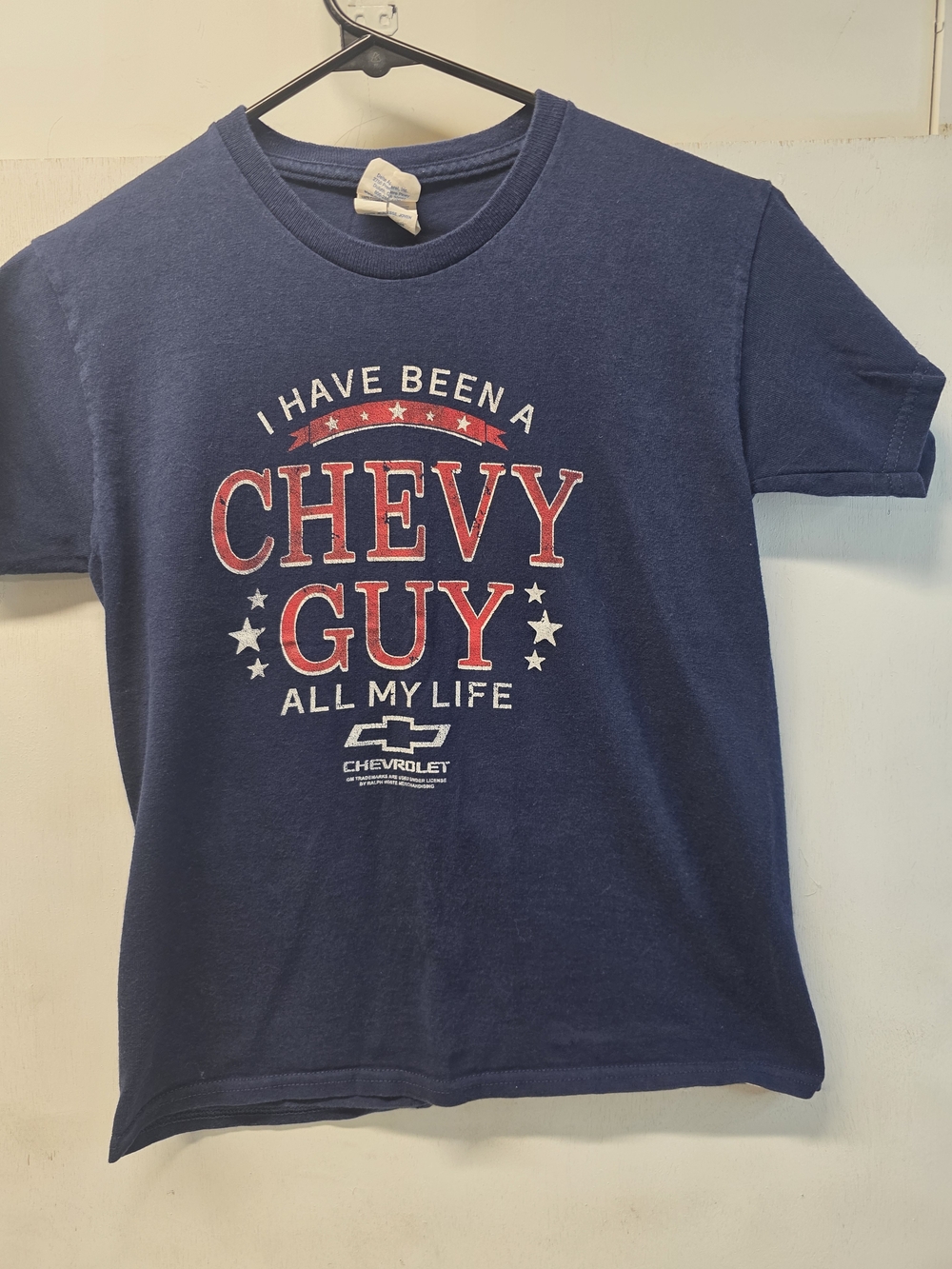 Chevrolet Chevy Guy All My Life Graphic T-Shirt Youth Medium Navy Blue